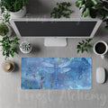 Blue Dragonfly Desk Mat: Serene Artistic Office Decor