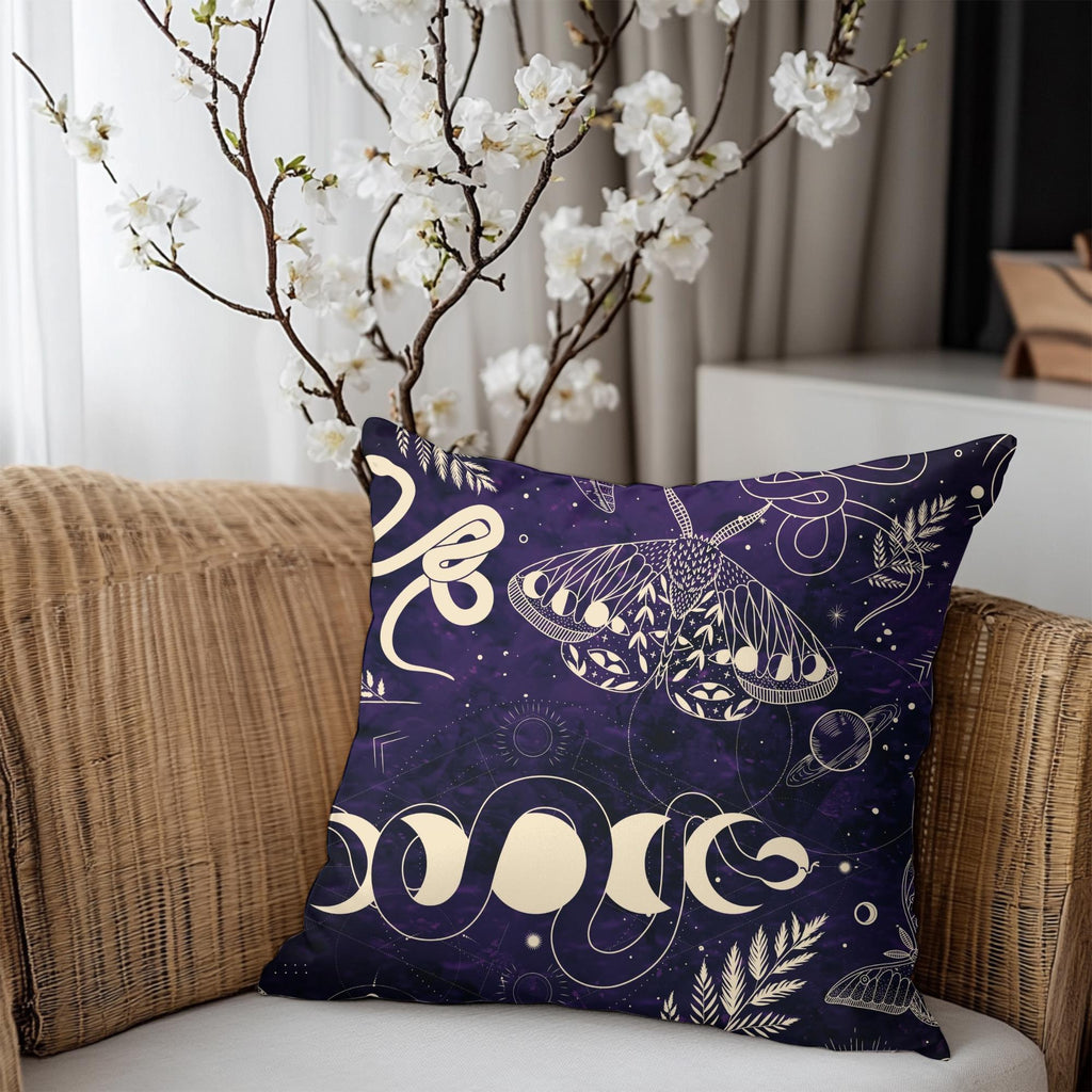Butterfly Snake Square Pillow: Elegant Boho Home Decor