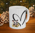 Opossum Floral Heart Ceramic Mug - Wildlife Lover Gift