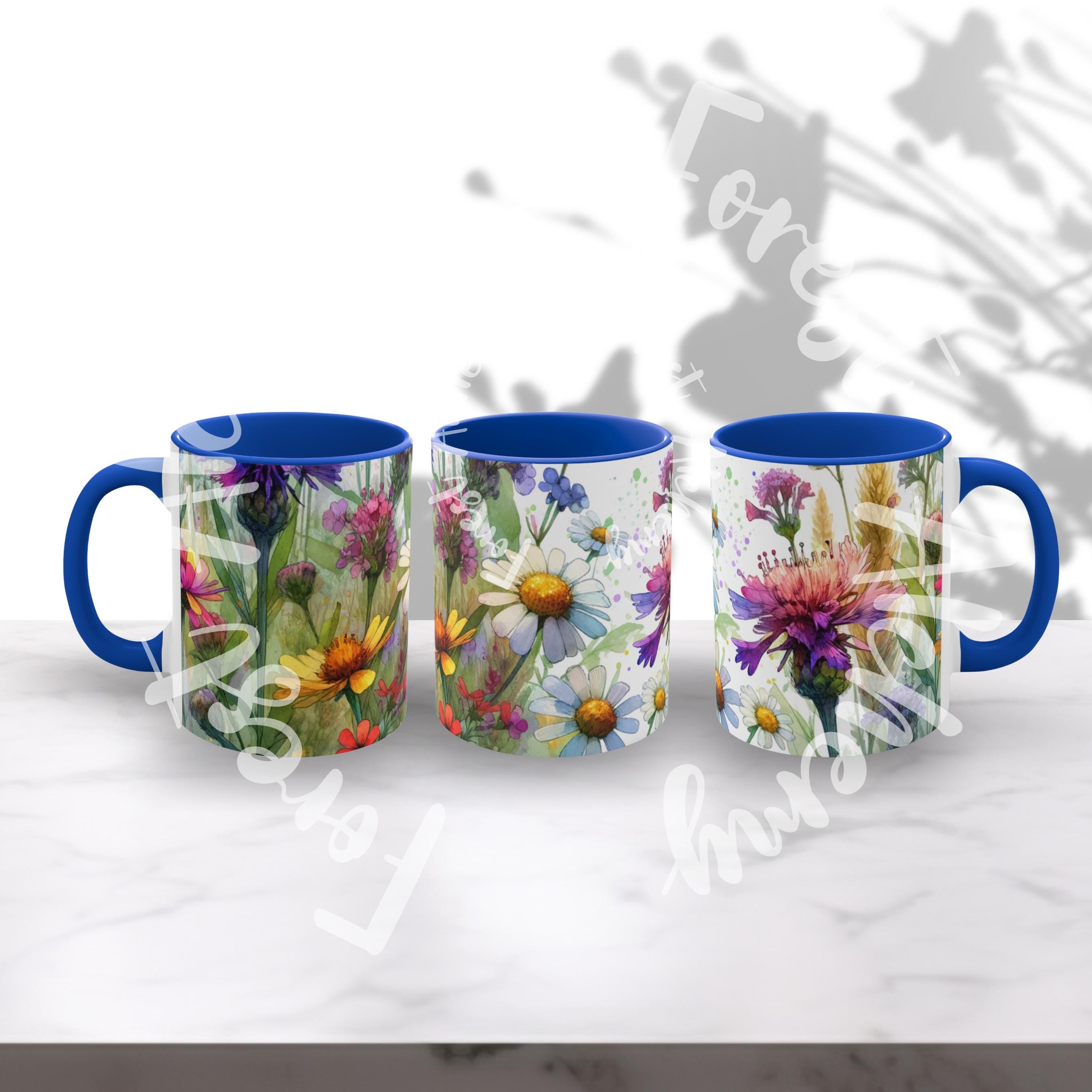 Wildflower Ceramic Mug: Vibrant Floral Design, Gardener Gift
