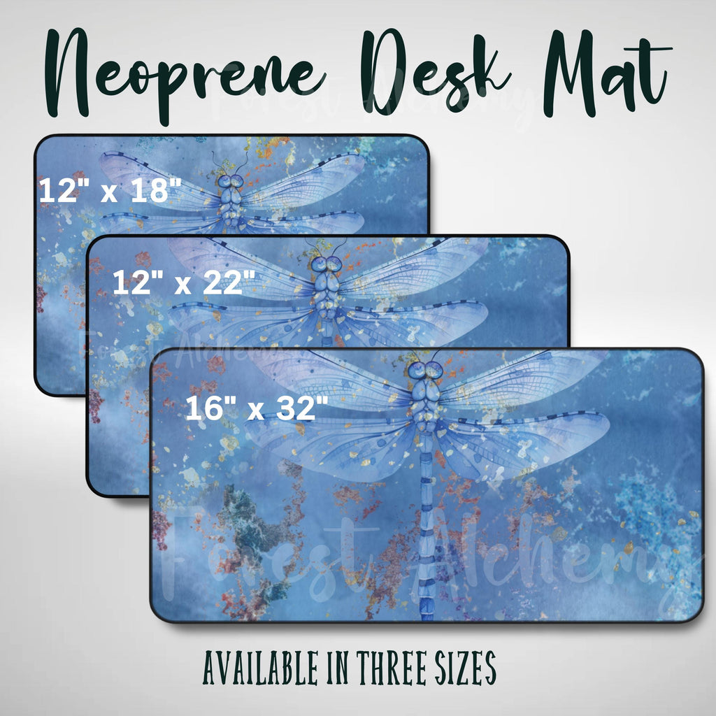 Blue Dragonfly Desk Mat: Serene Artistic Office Decor