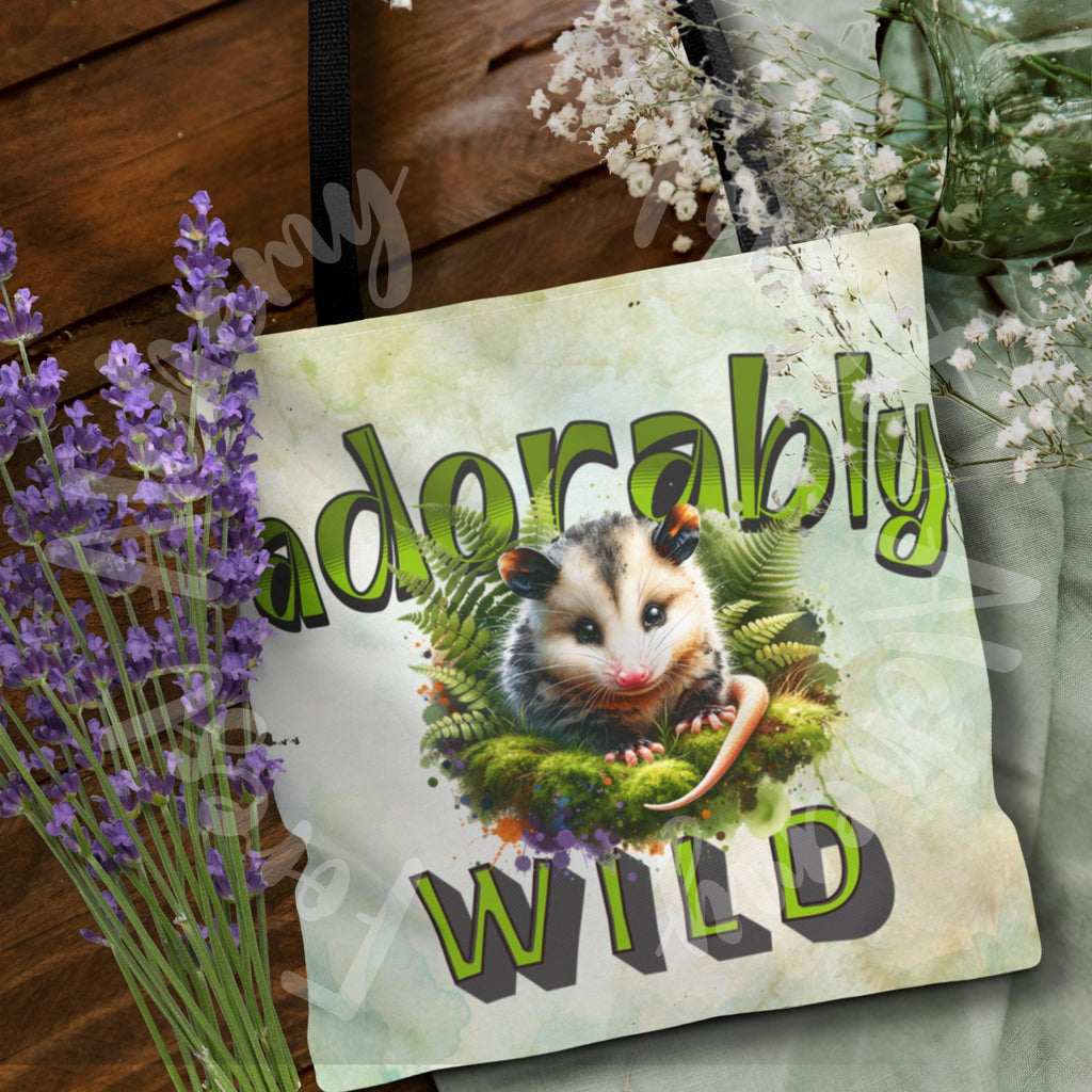 Opossum Tote Bag: Adorably Wild Moss & Fern Design