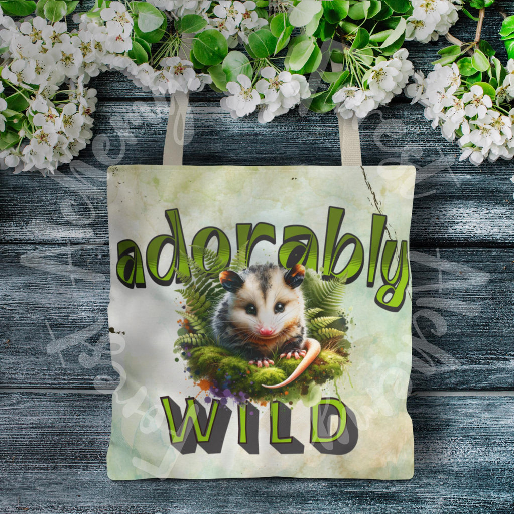 Opossum Tote Bag: Adorably Wild Moss & Fern Design