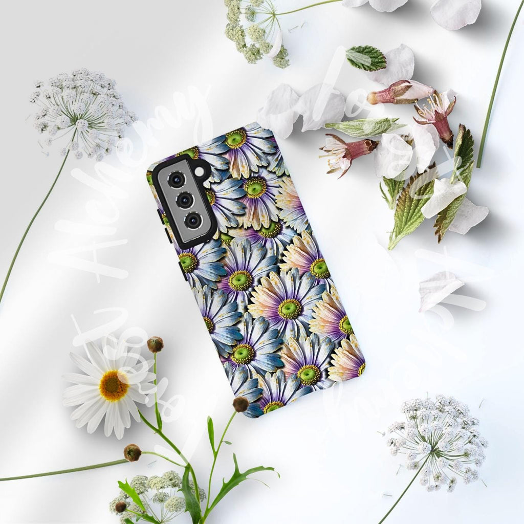Tough Floral Phone Case – Pastel Daisy Print Protective Phone Cover | Feminine Aesthetic Gift | Durable Dual-Layer Phone Case