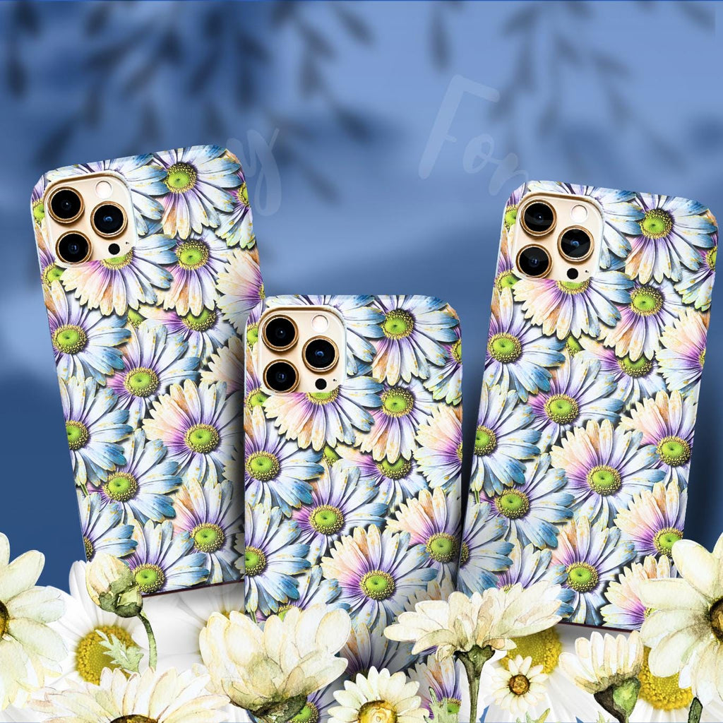 Tough Floral Phone Case – Pastel Daisy Print Protective Phone Cover | Feminine Aesthetic Gift | Durable Dual-Layer Phone Case