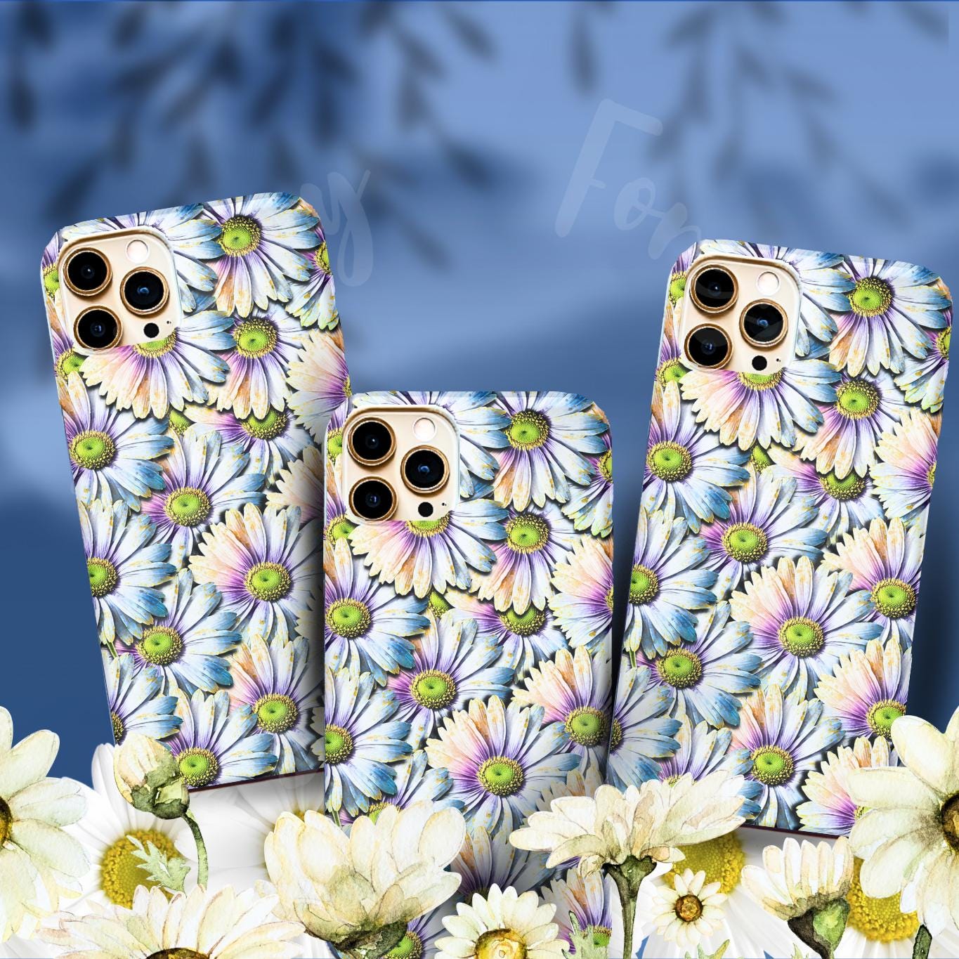 Tough Floral Phone Case – Pastel Daisy Print Protective Phone Cover | Feminine Aesthetic Gift | Durable Dual-Layer Phone Case