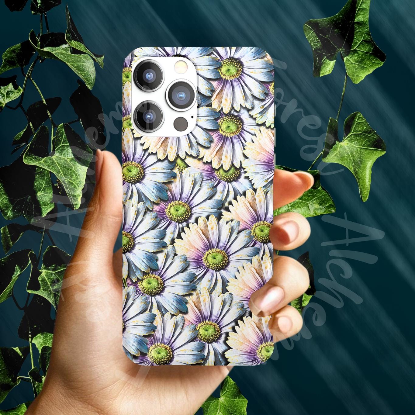 Tough Floral Phone Case – Pastel Daisy Print Protective Phone Cover | Feminine Aesthetic Gift | Durable Dual-Layer Phone Case