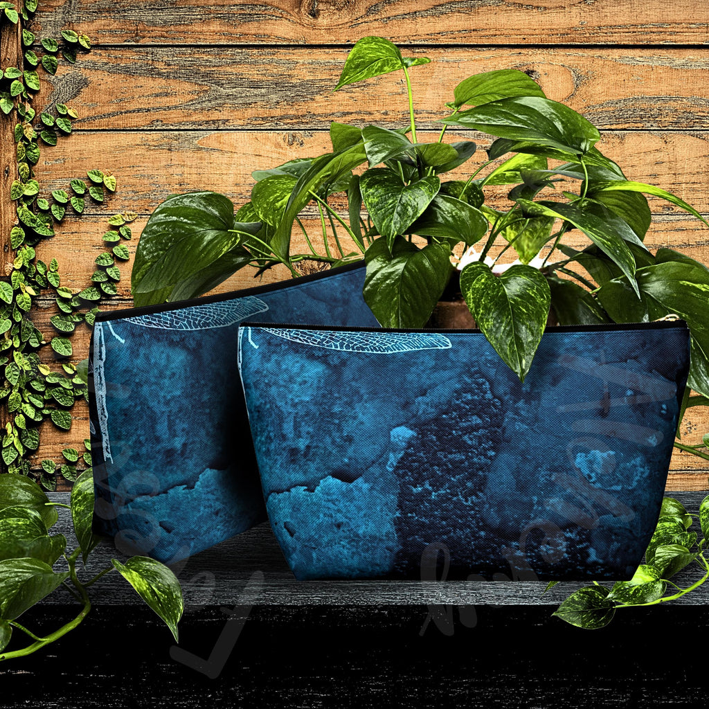 Dragonfly Accessory Pouch: Blue Insect Cosmetic Bag, Travel Organizer