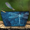 Dragonfly Accessory Pouch: Blue Insect Cosmetic Bag, Travel Organizer
