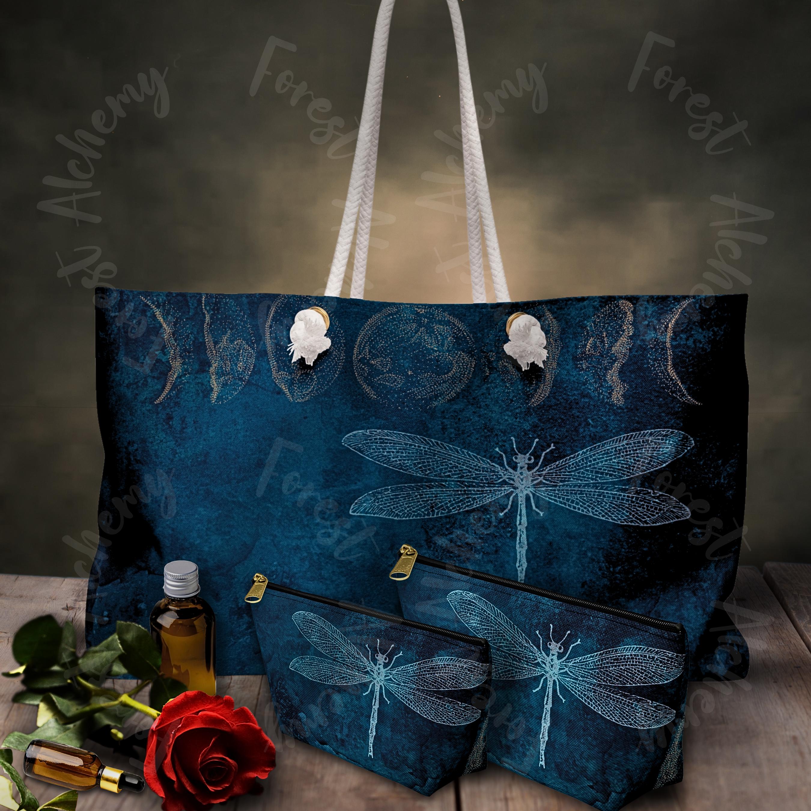 Dragonfly Accessory Pouch: Blue Insect Cosmetic Bag, Travel Organizer