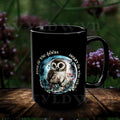 Mystic Owl Moon Mug: Black Ceramic Gothic Cottagecore Cup