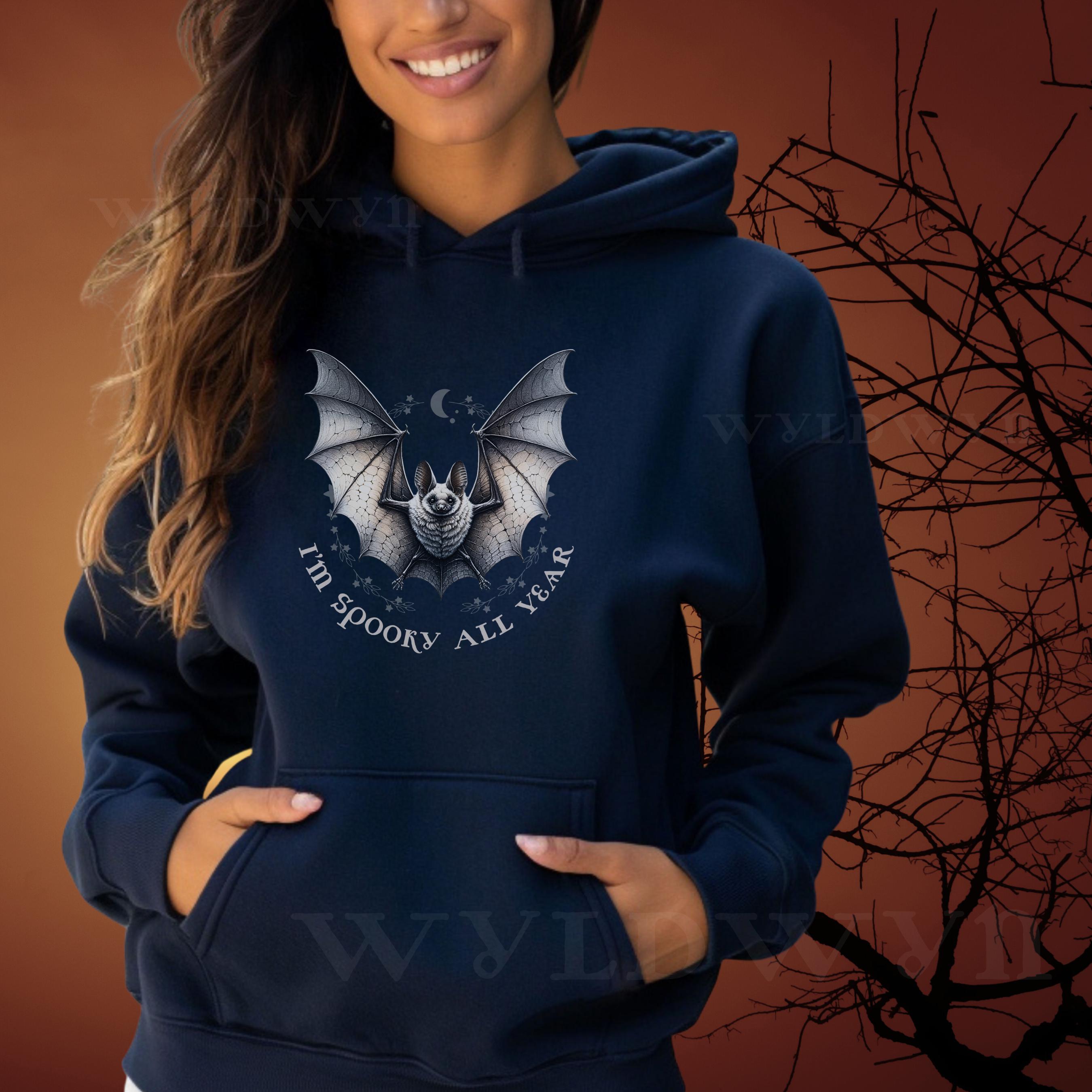 Spooky All Year Bat Hoodie – Cute Halloween Hoodie with Cozy Fit, Sustainable & Socially Conscious