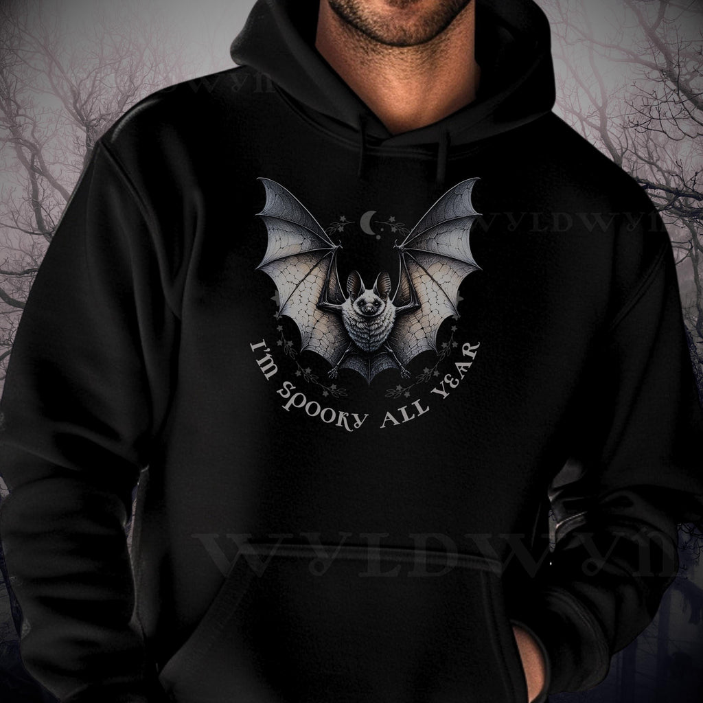 Spooky All Year Bat Hoodie – Cute Halloween Hoodie with Cozy Fit, Sustainable & Socially Conscious