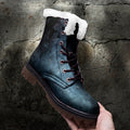 Moss Blue Faux Fur Waterproof Winter Unisex Chukka Boots with Nonslip Sole