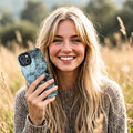 Abstract Teal Floral iPhone Case, MagSafe Compatible Phone Case, Dark Botanical iPhone 17 16 15 14 13 Case, Dual Layer Protective Case