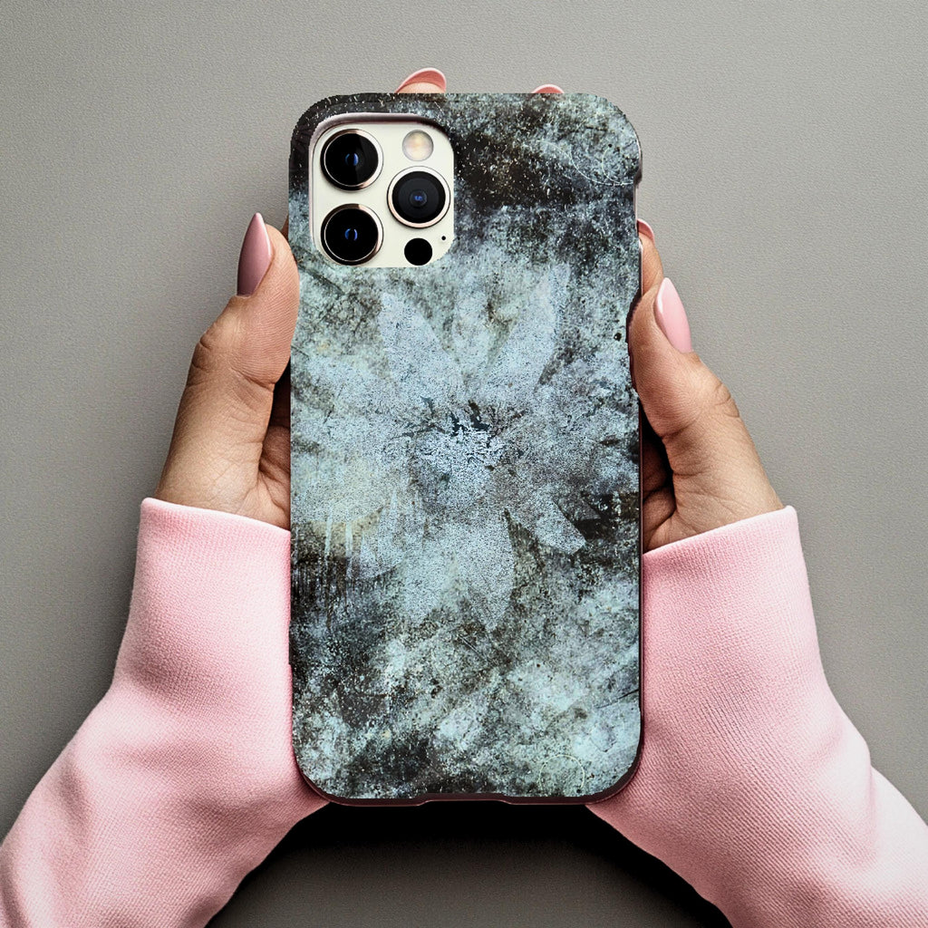 Abstract Teal Floral iPhone Case, MagSafe Compatible Phone Case, Dark Botanical iPhone 17 16 15 14 13 Case, Dual Layer Protective Case