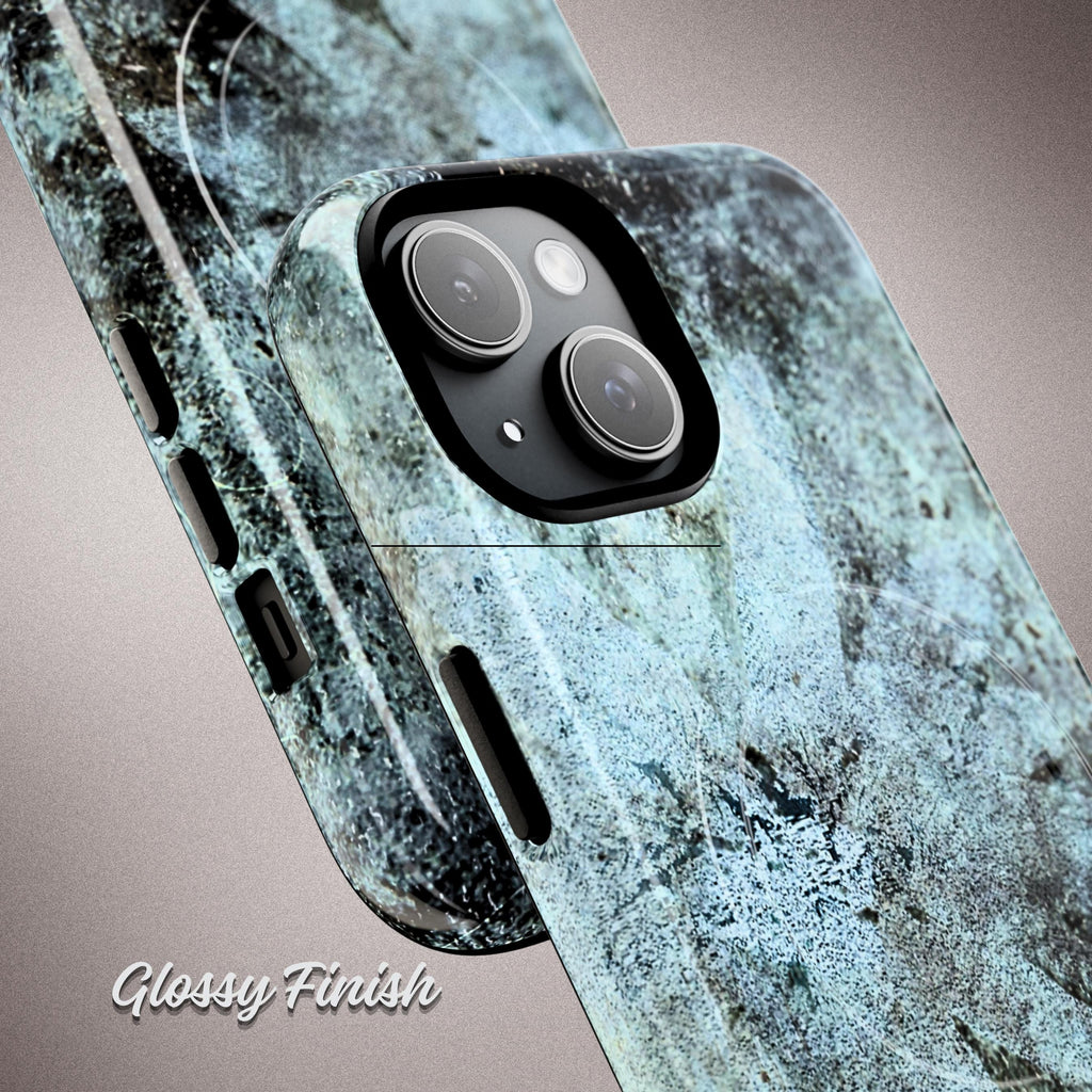Abstract Teal Floral iPhone Case, MagSafe Compatible Phone Case, Dark Botanical iPhone 17 16 15 14 13 Case, Dual Layer Protective Case
