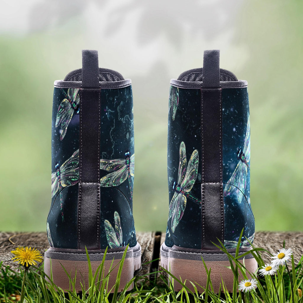 Diaphanous Dragonfly Boots — Indigo Dusk Wide Fit Lace-Up Boots