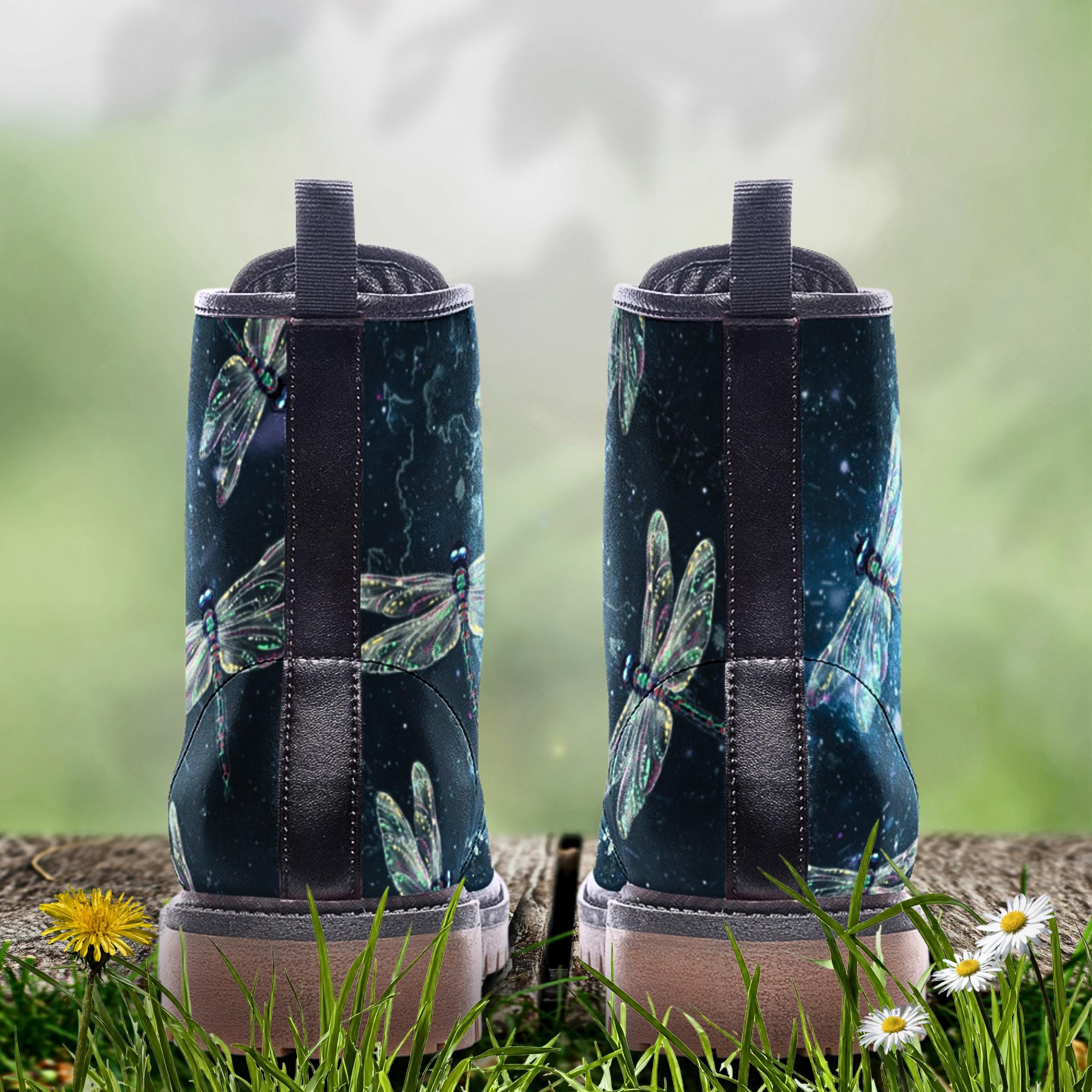 Diaphanous Dragonfly Boots — Indigo Dusk Wide Fit Lace-Up Boots