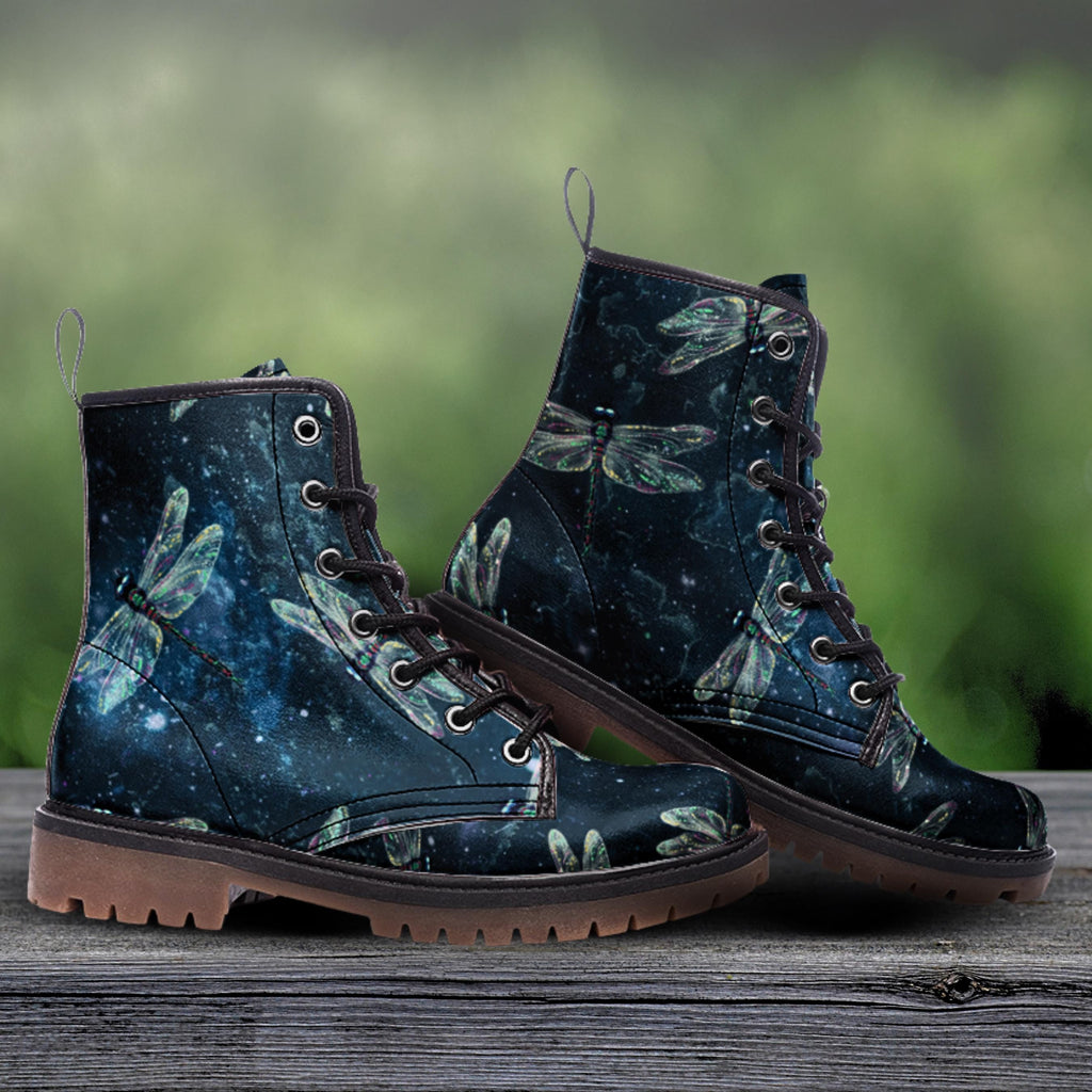 Diaphanous Dragonfly Boots — Indigo Dusk Wide Fit Lace-Up Boots