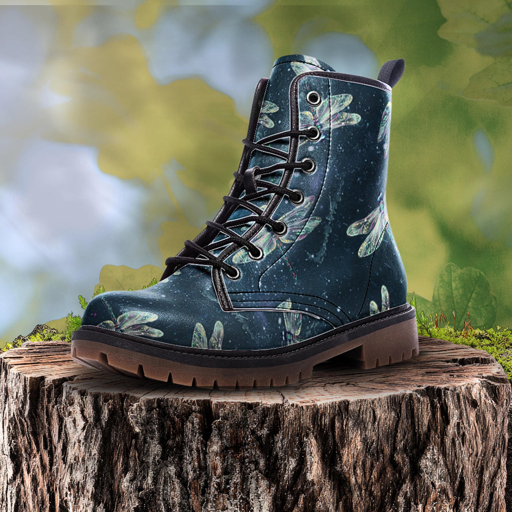 Diaphanous Dragonfly Boots — Indigo Dusk Wide Fit Lace-Up Boots