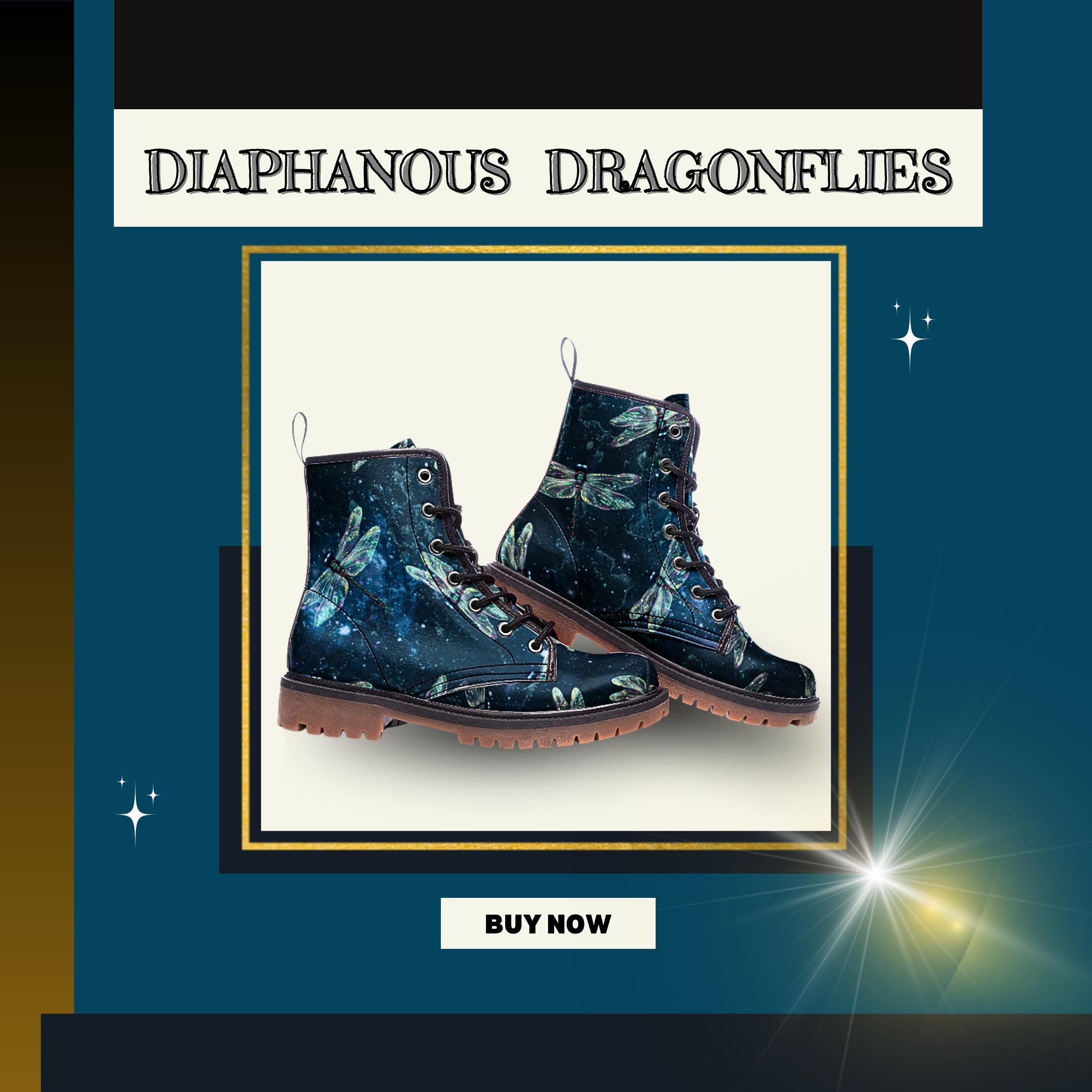 Diaphanous Dragonfly Boots — Indigo Dusk Wide Fit Lace-Up Boots