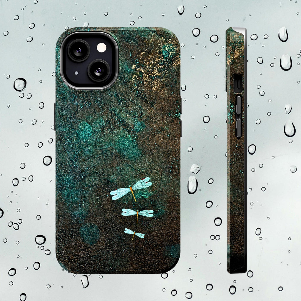 Dragonfly Phone Case | Moody Nature Dark Teal MagSafe Compatible Tough Phone Case | iPhone 17 | Samsung S26