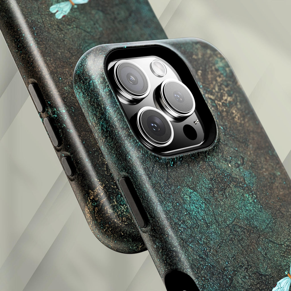 Dragonfly Phone Case | Moody Nature Dark Teal MagSafe Compatible Tough Phone Case | iPhone 17 | Samsung S26