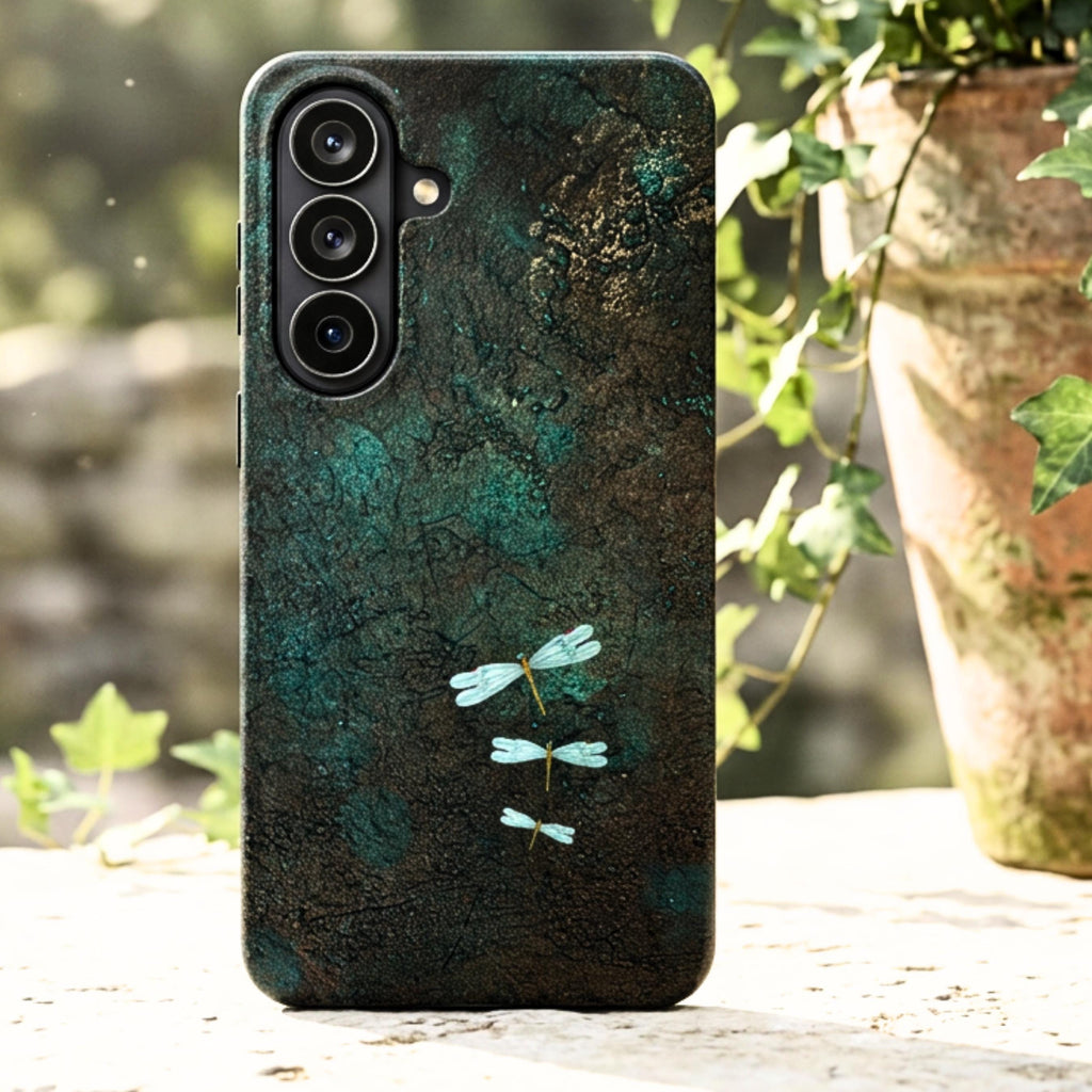 Dragonfly Phone Case | Moody Nature Dark Teal MagSafe Compatible Tough Phone Case | iPhone 17 | Samsung S26