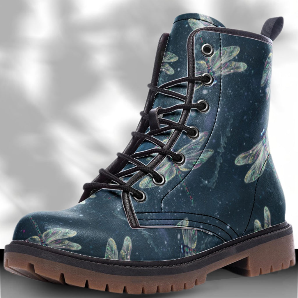 Diaphanous Dragonfly Boots — Indigo Dusk Wide Fit Lace-Up Boots