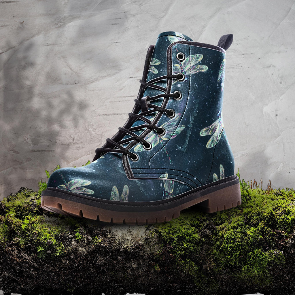Diaphanous Dragonfly Boots — Indigo Dusk Wide Fit Lace-Up Boots