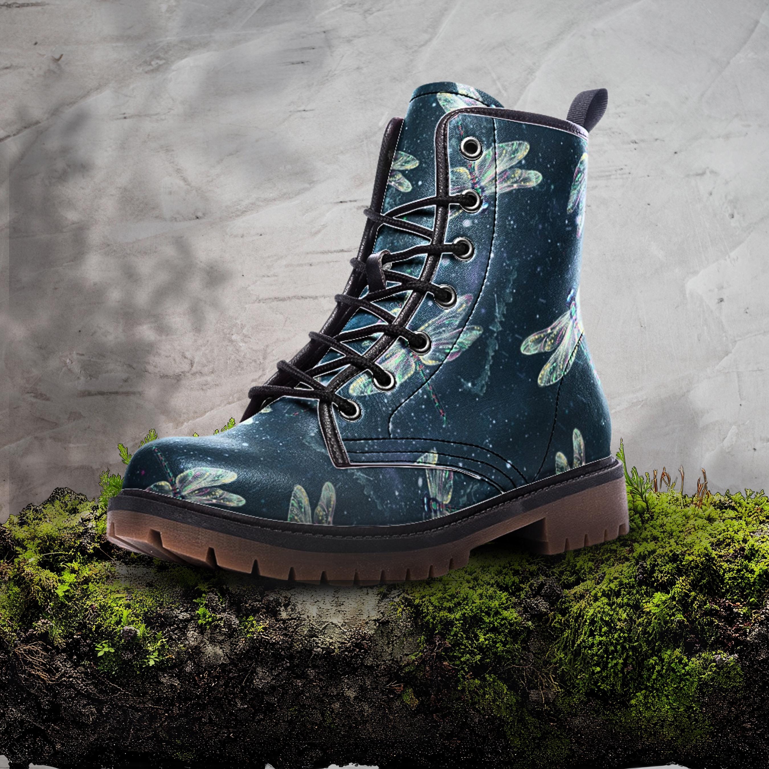 Diaphanous Dragonfly Boots — Indigo Dusk Wide Fit Lace-Up Boots