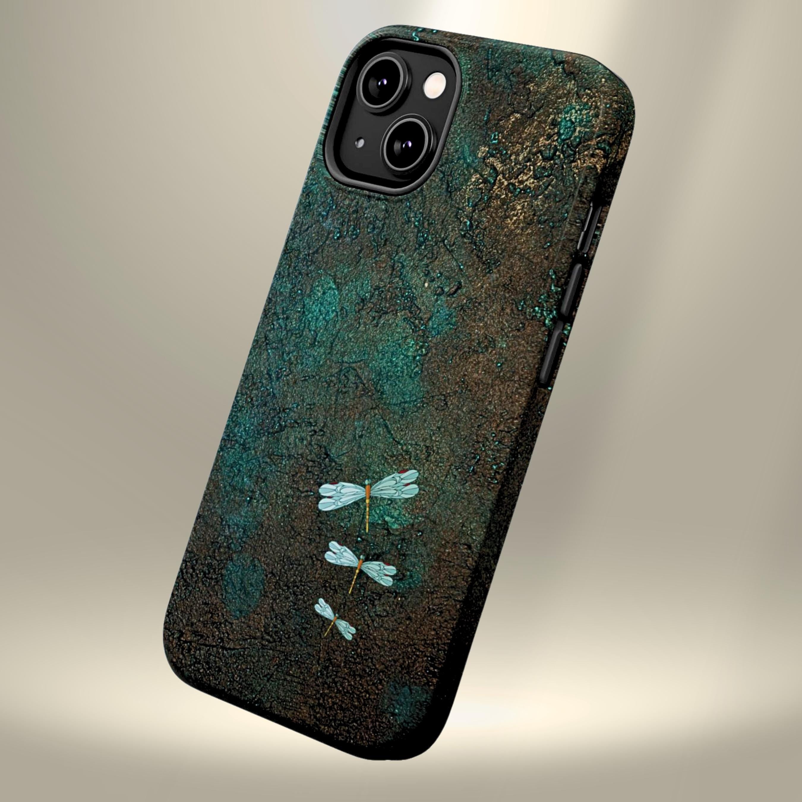 Dragonfly Phone Case | Moody Nature Dark Teal MagSafe Compatible Tough Phone Case | iPhone 17 | Samsung S26