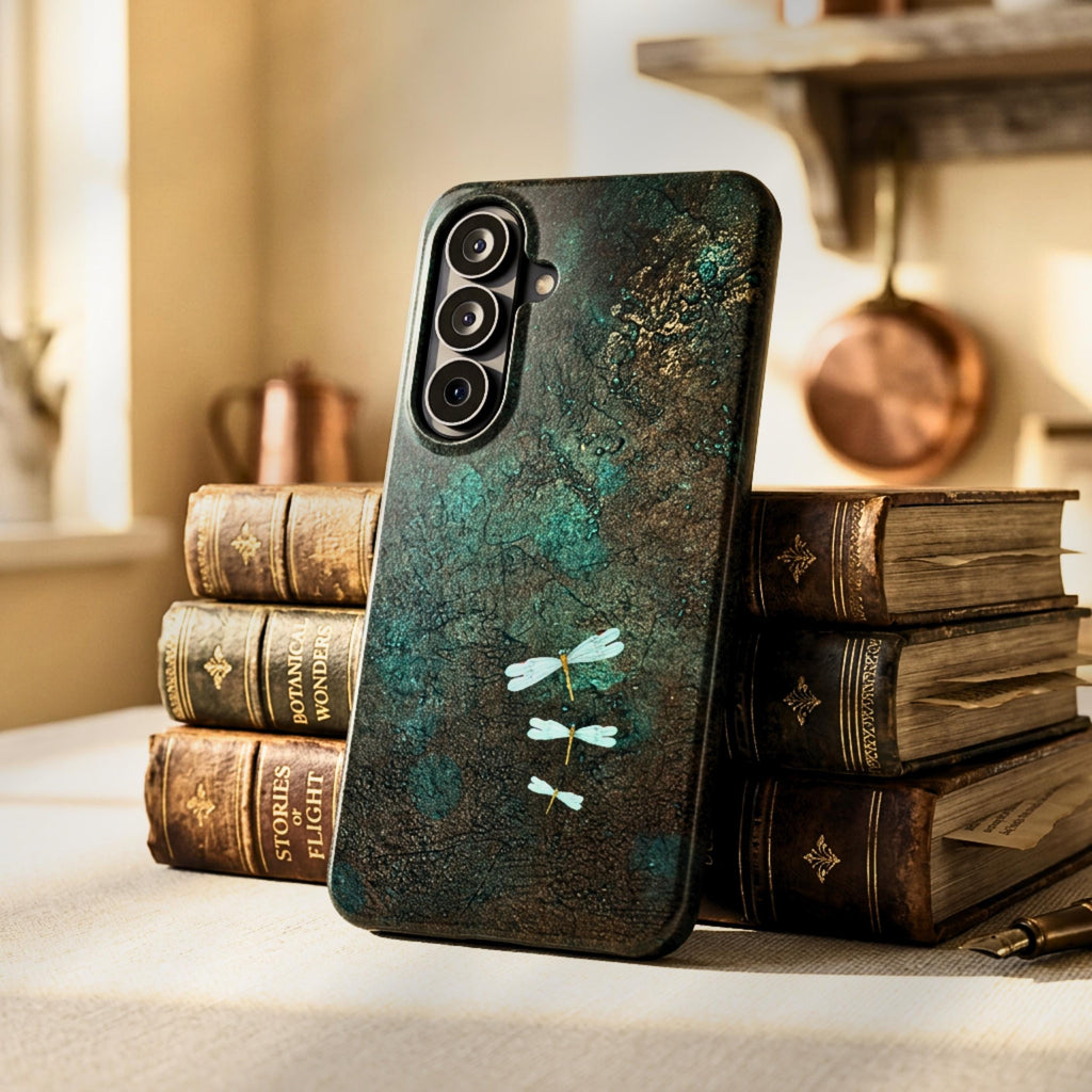 Dragonfly Phone Case | Moody Nature Dark Teal MagSafe Compatible Tough Phone Case | iPhone 17 | Samsung S26