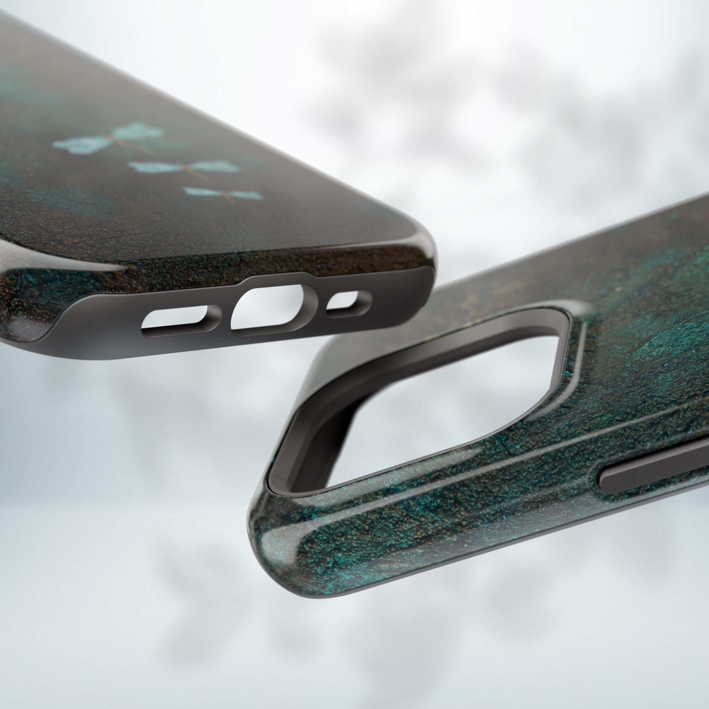 Dragonfly Phone Case | Moody Nature Dark Teal MagSafe Compatible Tough Phone Case | iPhone 17 | Samsung S26